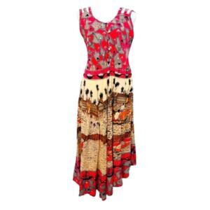 Sari Busana Batik Beach Multicolor Asymmetrical Button Front Tank Midi Dress